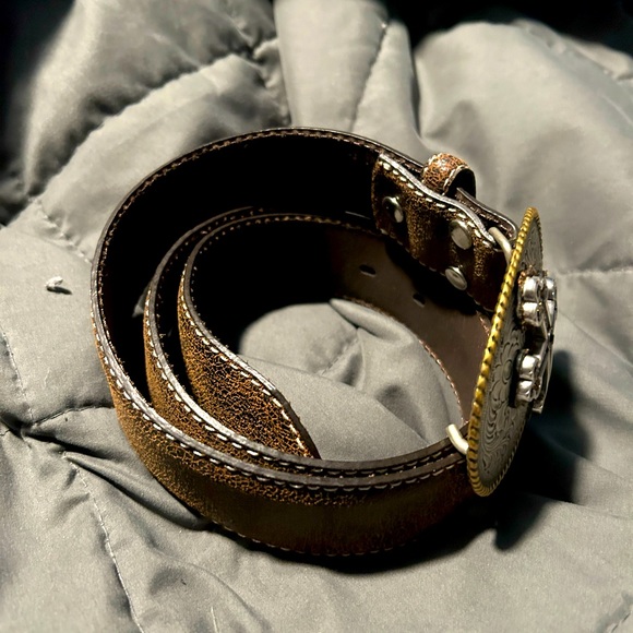 Nocona Leather Belt with Cross Buckle - Picture 2 of 4